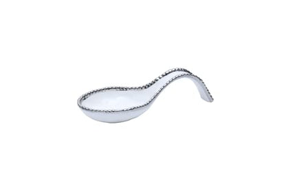 Pampa Bay Golden Salerno Titanium-Plated Porcelain Spoon Rest (White and Silver) - color: White and Silver