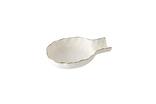 Pampa Bay Golden Salerno Titanium-Plated Porcelain Spoon Rest (White and Gold) - color: White and Gold
