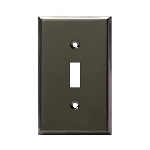 ENERLITES Toggle Light Switch Metal Wall Plate, Stainless Steel Switch Cover, Corrosion Resistant, Mid-Size 1-Gang 4.50" x 2.76", Stainless Steel 201, 7711-PBK, Polished Black - color: Polished Black, size: Standard Size