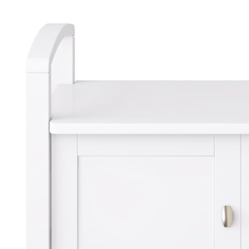 SIMPLIHOME Warm Shaker Storage Bench and Cabinet Set in Light Golden Brown - color: White