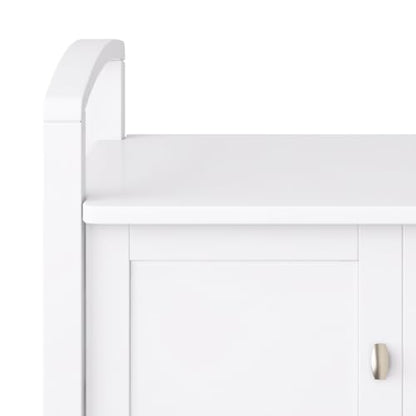 SIMPLIHOME Warm Shaker Storage Bench and Cabinet Set in Light Golden Brown - color: White