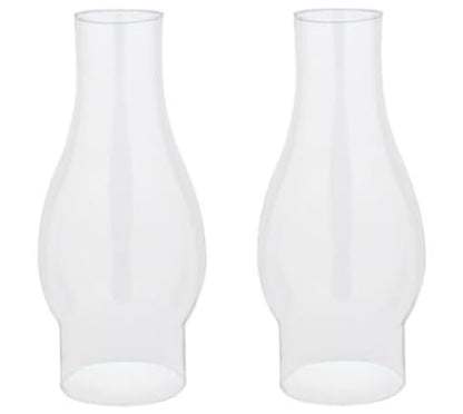 Ciata Oil Lamp, Glass, Victorian Hurricane Chimney Lamp Globe Replacement, 8-1/2 Inch Handblown Clear Glass Chimney Lamp Shade with 3 Inch Fitter and 4 Inch Bulge - 2 Pack - color: Clear - 2 Pack, size: 3 Inch - 8-1/2 Inch
