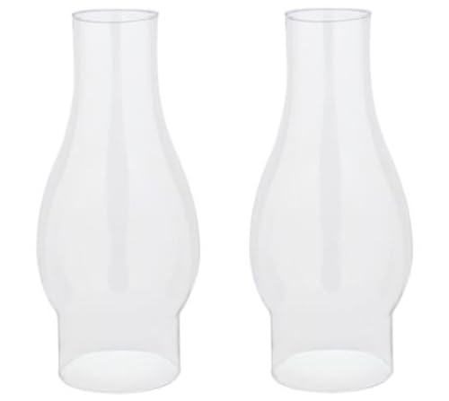 Ciata Oil Lamp, Glass, Victorian Hurricane Chimney Lamp Globe Replacement, 8-1/2 Inch Handblown Clear Glass Chimney Lamp Shade with 3 Inch Fitter and 4 Inch Bulge - 2 Pack - color: Clear - 2 Pack, size: 3 Inch - 8-1/2 Inch