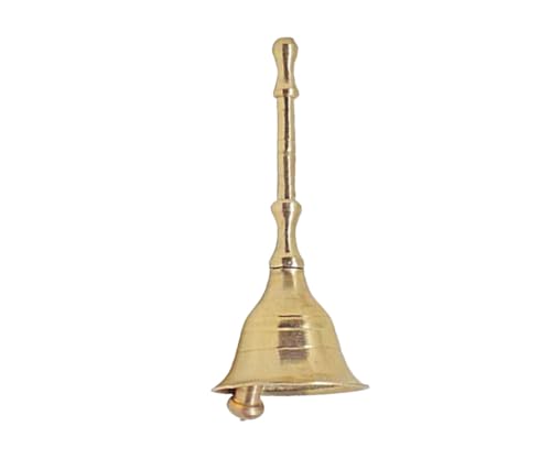 Brass Pooja Hand Bell, Ghanti, Bell for Pooja/Home Mandir Temple (Size No. 2)