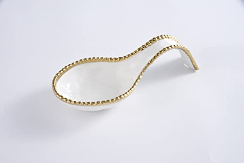 Pampa Bay Golden Salerno Spoon Rest - color: White with Gold trim