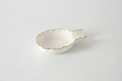 Pampa Bay Golden Salerno Titanium-Plated Porcelain Spoon Rest (White and Gold) - color: White and Gold