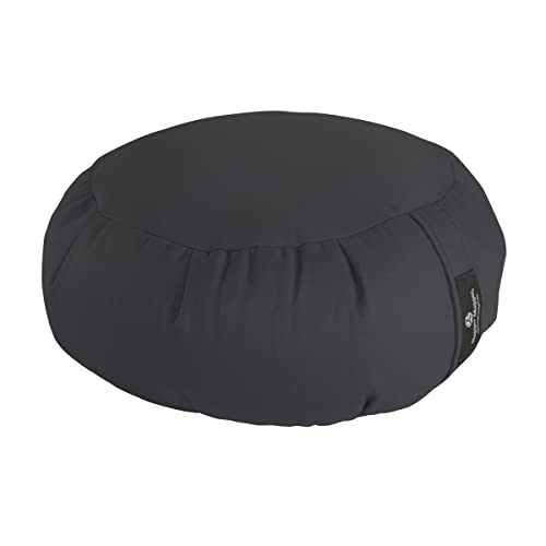 Hugger Mugger Zafu Meditation Cushion - Support in Cross-Legged Sitting, Buckwheat filled, Durable Fabric, Convenient Handle, Handmade in USA - color: Gray