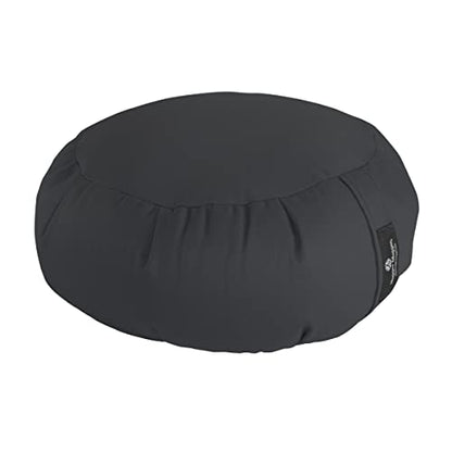 Hugger Mugger Zafu Meditation Cushion - Support in Cross-Legged Sitting, Buckwheat filled, Durable Fabric, Convenient Handle, Handmade in USA - color: Gray