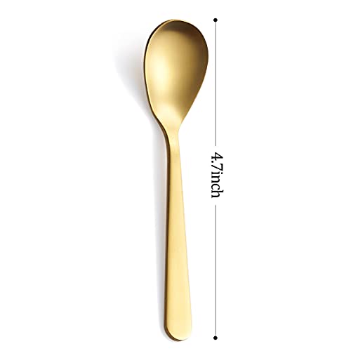 Matte Gold Demitasse Espresso Spoons, Stainless Steel Satin Finish Coffee Spoons, Mini Teaspoons, Sugar Spoons, 4.7-inch, Set of 6, 6-PIECE - color: Gold