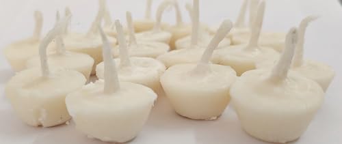 Cow Ghee Diya Batti Cotton Wicks | Wax Free | Cow Ghee Diya | Puja Item | Long-Lasting & Aromatic Diya | Temple Church Gurudwara | Clean-Burning (Ghee Wicks Pack of 25) - size: Ghee Wicks Pack of 25