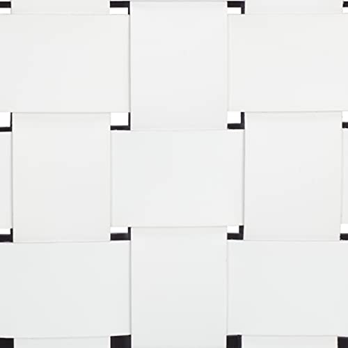 SAFAVIEH Home Collection Bahari White Woven Leather/Black 26-inch Kitchen Island Breakfast Nook Counter Stool (Fully Assembled) - color: White/Black