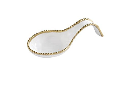 Pampa Bay Golden Salerno Spoon Rest - color: White with Gold trim