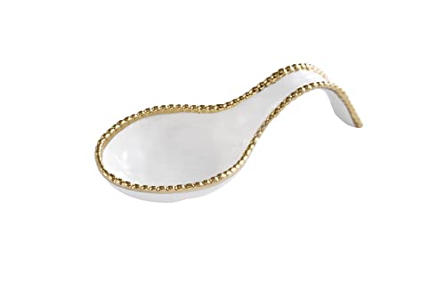 Pampa Bay Golden Salerno Spoon Rest - color: White with Gold trim