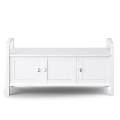 SIMPLIHOME Warm Shaker Storage Bench and Cabinet Set in Light Golden Brown - color: White
