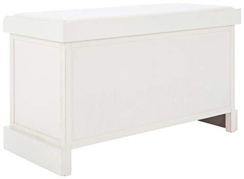 Safavieh Home Collection Landers Distressed White 2-Drawer/Cushion Storage Bench (Fully Assembled) BCH5702A - color: Distressed White