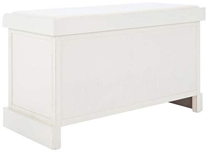 Safavieh Home Collection Landers Distressed White 2-Drawer/Cushion Storage Bench (Fully Assembled) BCH5702A - color: Distressed White