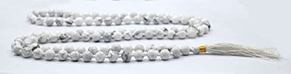 Amazing Gemstone Howlite Mala Beads - 108 Prayer Beads for Meditation and Mindfulness Practice, Handcrafted Mala Beads with Natural Gemstones for Spiritual Healing and Relaxation (Knotted) - color: Howlite, style: Knotted