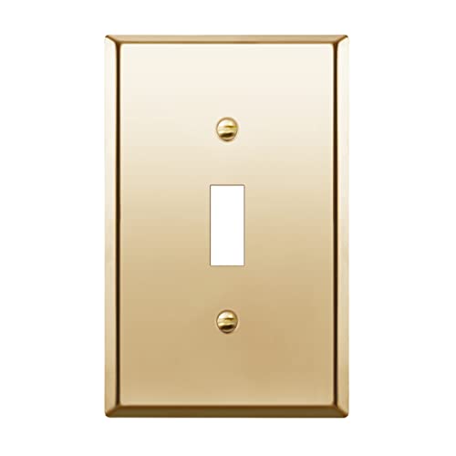 ENERLITES Toggle Light Switch Metal Wall Plate, Stainless Steel Switch Cover, Corrosion Resistant, Mid-Size 1-Gang 4.88" x 3.11", Stainless Steel 201, 7711M-PB, Polished Brass - color: Polished Brass, size: Midsize