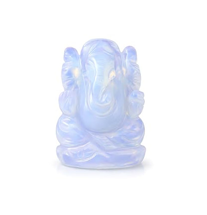 Opalite Stone Ganesha Statue Holy Ganesha Idol Good Luck Ganesha Sculpture Pocket Ganesh for Car Dash Board Handcarved Opalite Ganesh Statue - color: Opalite Ganesh