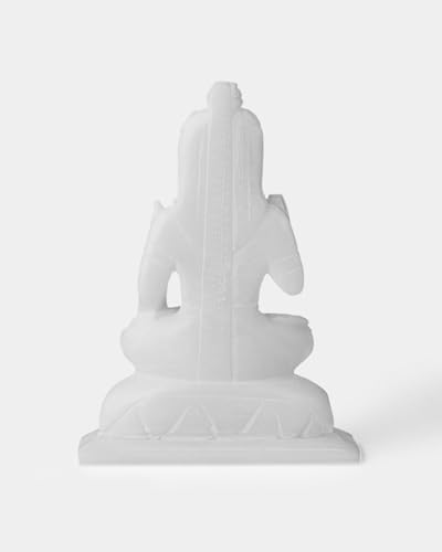 Handcrafted Marble Shiva Statue – White Hindu God Idol for Home Temple, Meditation, Spiritual Decor – Indian Religious Gift – 6 Inch Lord Shiva Sculpture