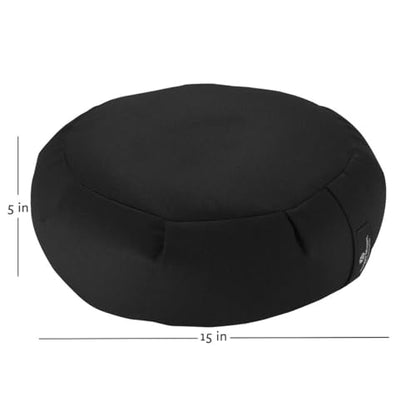 Hugger Mugger Zafu Meditation Cushion - Support in Cross-Legged Sitting, Buckwheat filled, Durable Fabric, Convenient Handle, Handmade in USA - color: Black