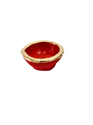New Red Diwali Clay Diya Dia with Cotton Wicks for Puja Pooja Clay Diyas for Diwali Tea Light Holder Indian Decor Deepawali Deepak Oil Lamps Diwali Decor Navratri Puja- 2 inch Pack of 12