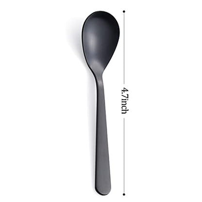 Matte Black Demitasse Espresso Coffee Spoons, Stainless Steel Satin Finish, Mini Teaspoons, Sugar Spoons, 4.7-inch, Set of 6 - color: Black