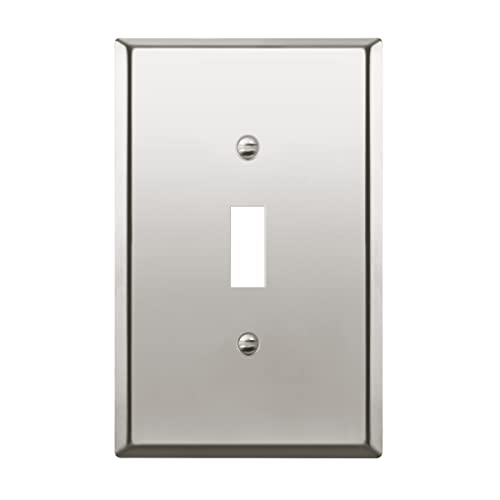 ENERLITES Toggle Light Switch Metal Wall Plate, Stainless Steel Switch Cover, Corrosion Resistant, Mid-Size 1-Gang 4.88" x 3.11", Stainless Steel 201, 7711M-PC, Polished Chrome - color: Polished Chrome, size: Midsize