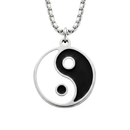 1" Stainless Steel Necklace Charms | Third Eye Vision | Peace Symbol | Finding Your Self | Yin & Yang | Moon Cat | Turtle Power | Flower of Life | | OM | Mystical Spiritual Protection, for Men & Women - style: Yin Yang