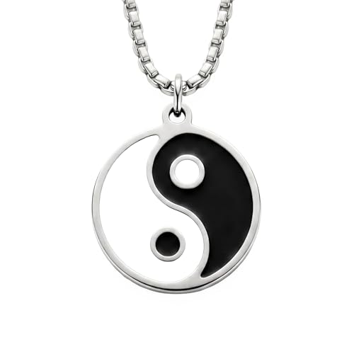 1" Stainless Steel Necklace Charms | Third Eye Vision | Peace Symbol | Finding Your Self | Yin & Yang | Moon Cat | Turtle Power | Flower of Life | | OM | Mystical Spiritual Protection, for Men & Women - style: Yin Yang