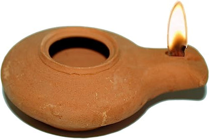 Herodian Ancient Biblical Oil Lamp Replica - color: Clay / Red Color glazed