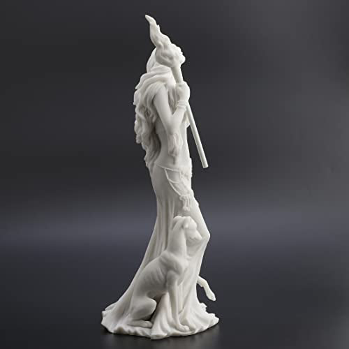 Veronese Design 13 3/8 Inch Hecate Greek Goddess of Magic with her Hounds Resin Sculpture Marble White Finish - color: White, size: Large
