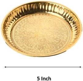 Brass Pooja Accessory Article Thali Set for Indian Pital for Janamasthmi Navratri Pooja Home and Temple Kanha Ji Small Bartan Offering Bhog Prasad Thakur Ji Essential Pooja Item (Bhog Thali Set-4 Pcs) - color: Bhog Thali Set-4 Pcs