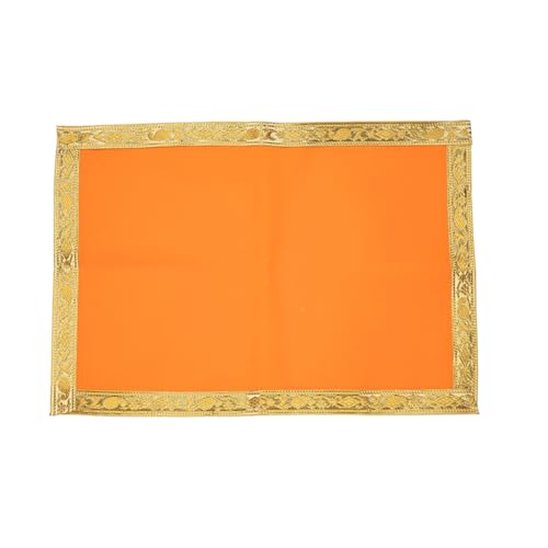 Set of 5 Mat Aasan Pooja Cloth God Idol Puja Temple Altar Cloth (7"X10") - color: Red, Green, Yellow, Blue and Marron