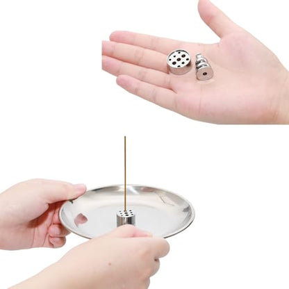 3 in 1 Incense Burner, 5.51 Inch Incense Holder Set - color: Silver, size: 3 in 1