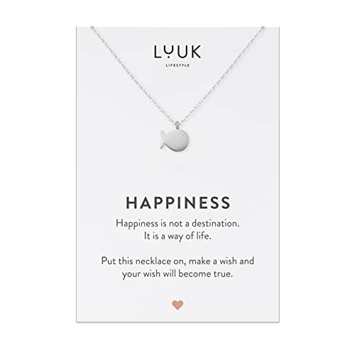 LUUK LIFESTYLE Dainty Stainless Steel Pendant Necklaces Silver Gold Rose - color: Silver, size: Whale