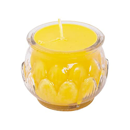 Mudra Crafts Tibetan Tealight Vanaspati Ghee Butter Lamp Candle Set for Meditation, Ceremonies, Rituals, Altars, Diwali (Lotus Glass Jar)