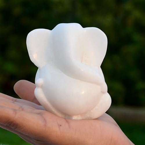 Lord Ganesh Ganesha Statue Idol Murti Sculpture - White Marble Ganesh 3" inch - Ganesh Idol for Car | Home Decor | Temple Gift | Office Table | Birthday, Wedding, Hindu God Idol