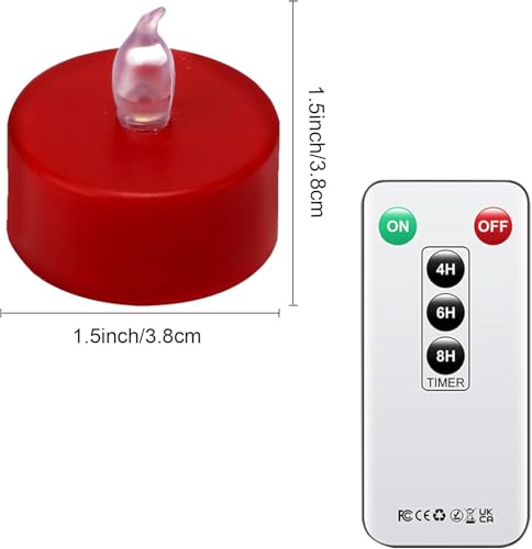 Tea Light Candles with Remote Control,Flickering Flameless LED Candle 12pcs - color: Remote-Red, size: 24pack