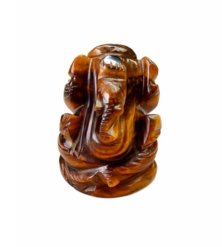 Natural Tiger Eye Stone Ganesha Statue Pocket Ganesh Car Dash Board Handcarved Tiger Eye Ganesh Statue - color: Tiger Eye Ganesh