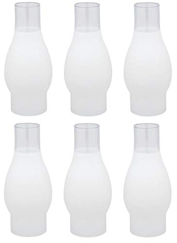 Ciata Victorian Glass Hurricane Chimney Lamp Globe Replacement - 6 Pack, Frosted Glass Chimney Shade with 3 Inch Fitter and 4 Inch Bulge - color: Frosted - 6 Pack, size: 3 Inch - 8-1/2 Inch