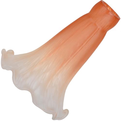 Bieye LS01S Lily Flower Blown Glass Lampshade (Orange White, Opening I.D. 0.87" x O.D. 1") - color: Orange White, size: Small I.D. 0.87" x O.D. 1"