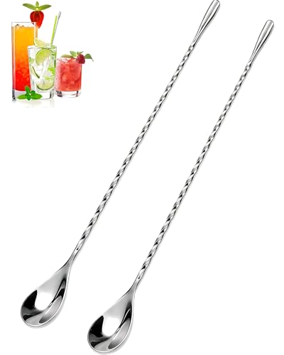 Bar Spoon Set 10 Inch Stainless Steel Cocktail Mixing Spoon 2Pack