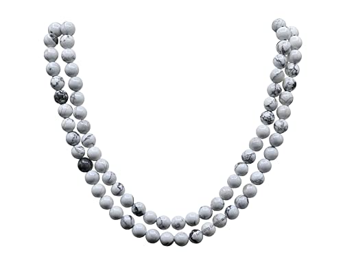 Amazing Gemstone Howlite Mala Beads - 108 Prayer Beads for Meditation and Mindfulness Practice, Handcrafted Mala Beads with Natural Gemstones for Spiritual Healing and Relaxation (Plain) - color: Howlite, style: Plain