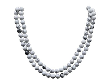 Amazing Gemstone Howlite Mala Beads - 108 Prayer Beads for Meditation and Mindfulness Practice, Handcrafted Mala Beads with Natural Gemstones for Spiritual Healing and Relaxation (Plain) - color: Howlite, style: Plain