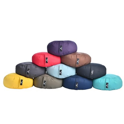 Hugger Mugger Zafu Meditation Cushion - Support in Cross-Legged Sitting, Buckwheat filled, Durable Fabric, Convenient Handle, Handmade in USA - color: Plum