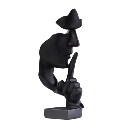 aboxoo Thinker Statue, Silence is Gold Abstract Art Figurine (Large Black) - color: Black, size: Large