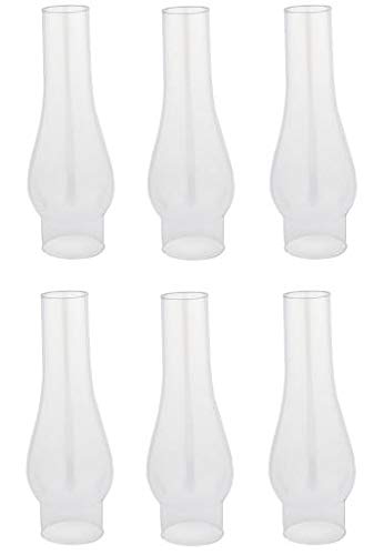 Ciata Oil Lamp, Glass, Victorian Hurricane Chimney Lamp Globe Replacement, 10 Inch Handblown Clear Glass Chimney Lamp Shade with 2-5/8 Inch Fitter and 3-5/8 Inch Bulge - 6 Pack - color: Clear - 6 Pack, size: 2-5/8 Inch - 10 Inch