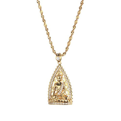 Cambodian Style Garden Buddha Buddhism Pendant Necklaces Thailand Vietnam Laos Cubic Zirconia Jewelry