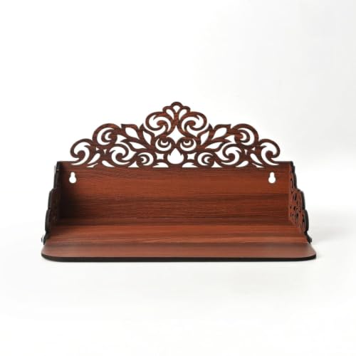 Wooden Pooja Mandir for Home Wall | Small Temple for Office & Room | Indian Wooden Temple for Table or Shelf | Compact DIY Mandir | 12x9x6 Inch | Classic Design